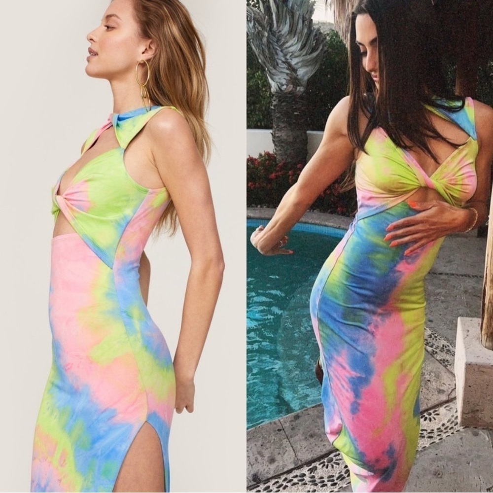 Bronx & Banco Daphnie Tie Dye Bodycon Cutout Maxi Dress Size XS Multicolor - Picture 4 of 12